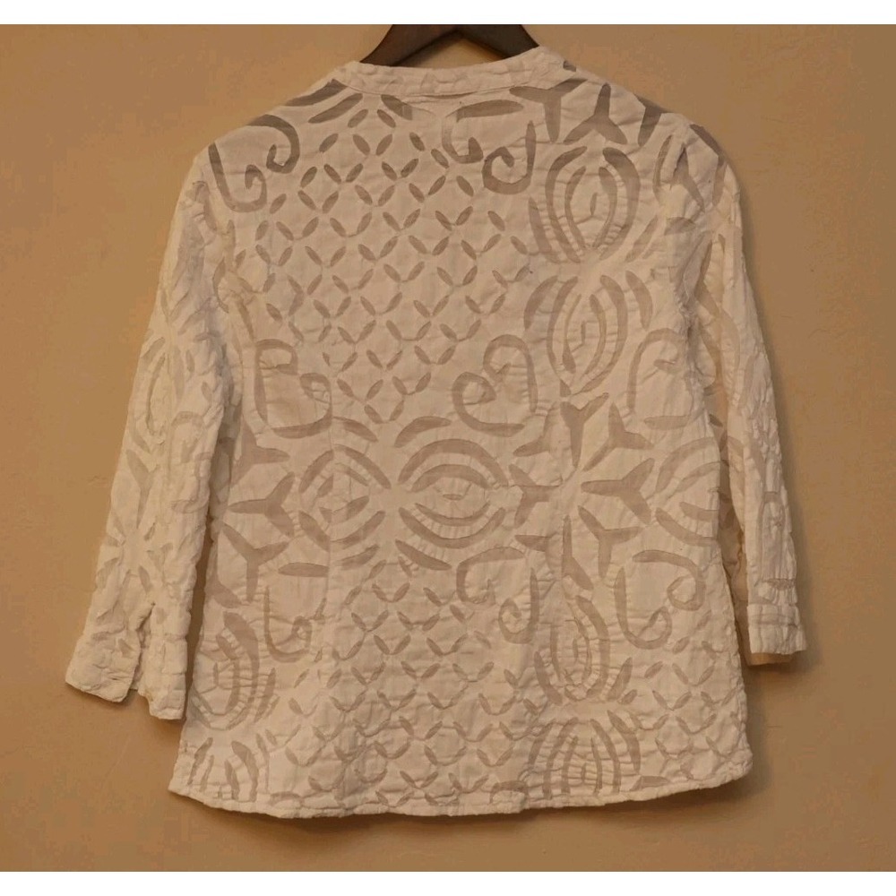 The Territory Ahead White Burnout 100%Cotton 3/4 Sleeve Blouse Top‎ M Medium - Picture 4 of 8